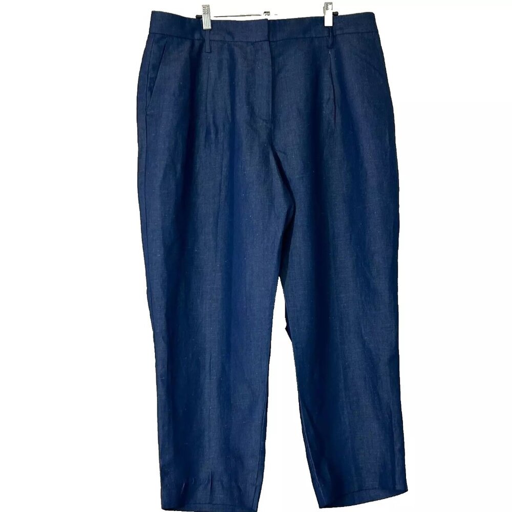 Ann Taylor Baggy Linen Blend Cropped Pant Plus Size 16 Petite NEW